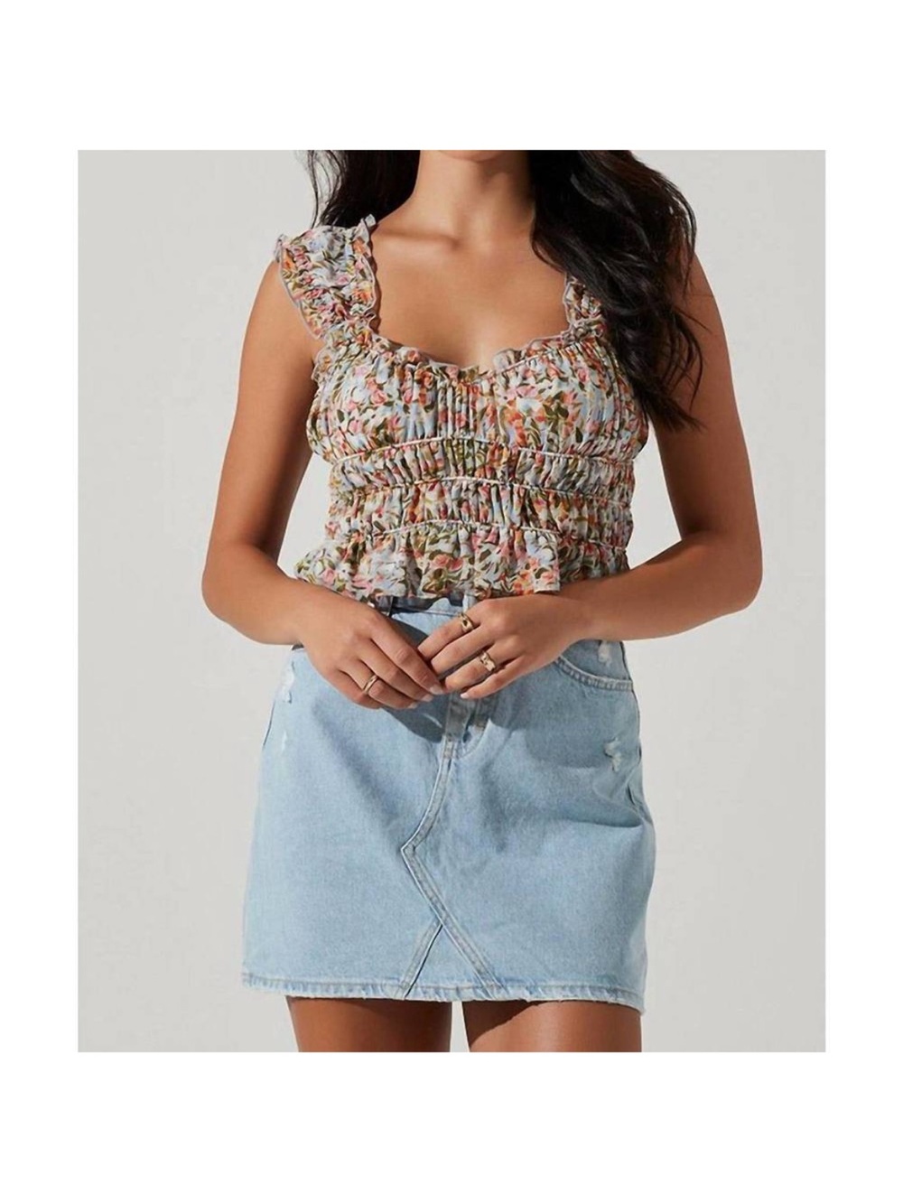 ASTR rosita top in blue pink multi